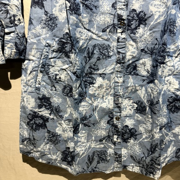 Max Women‎ 1/4 Button Shirt Dress Size S/10 Floral Blue Long Sleeve - Picture 6 of 14
